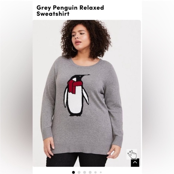 Torrid women’s Grey Penguin Relaxed Sweatshirt size 00 (M/L) - Picture 1 of 10
